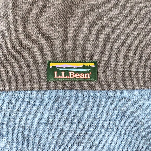 L.L.Bean Mens Slightly Fitted Blue Fleece Quarter Snap Pullover Sweater Size L - Picture 2 of 9